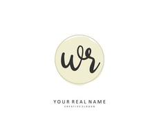 WR Initial letter handwriting and  signature logo. A concept handwriting initial logo with template element. vector