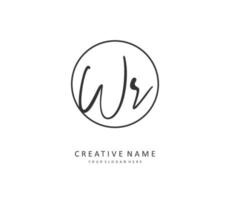 WR Initial letter handwriting and  signature logo. A concept handwriting initial logo with template element. vector