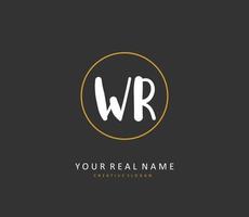 WR Initial letter handwriting and  signature logo. A concept handwriting initial logo with template element. vector