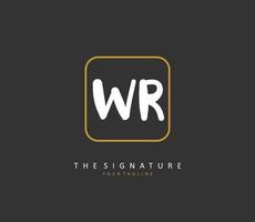 WR Initial letter handwriting and  signature logo. A concept handwriting initial logo with template element. vector