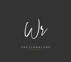 WR Initial letter handwriting and  signature logo. A concept handwriting initial logo with template element. vector