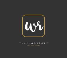 WR Initial letter handwriting and  signature logo. A concept handwriting initial logo with template element. vector