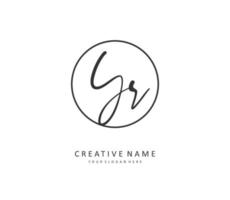 YR Initial letter handwriting and  signature logo. A concept handwriting initial logo with template element. vector