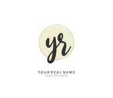 YR Initial letter handwriting and  signature logo. A concept handwriting initial logo with template element. vector