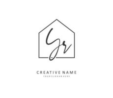 YR Initial letter handwriting and  signature logo. A concept handwriting initial logo with template element. vector