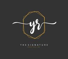 YR Initial letter handwriting and  signature logo. A concept handwriting initial logo with template element. vector