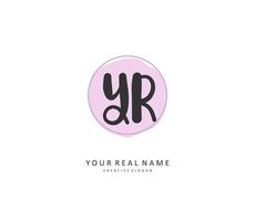YR Initial letter handwriting and  signature logo. A concept handwriting initial logo with template element. vector