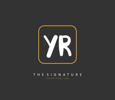 YR Initial letter handwriting and  signature logo. A concept handwriting initial logo with template element. vector
