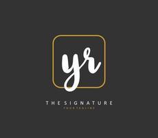 YR Initial letter handwriting and  signature logo. A concept handwriting initial logo with template element. vector