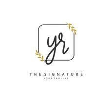 YR Initial letter handwriting and  signature logo. A concept handwriting initial logo with template element. vector