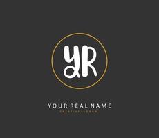 YR Initial letter handwriting and  signature logo. A concept handwriting initial logo with template element. vector