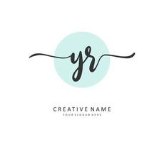 YR Initial letter handwriting and  signature logo. A concept handwriting initial logo with template element. vector