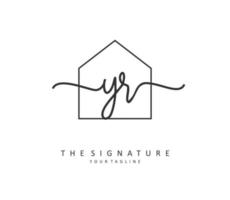 YR Initial letter handwriting and  signature logo. A concept handwriting initial logo with template element. vector