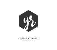 YR Initial letter handwriting and  signature logo. A concept handwriting initial logo with template element. vector