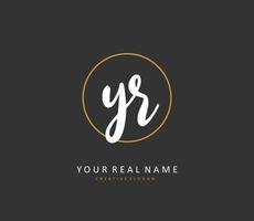 YR Initial letter handwriting and  signature logo. A concept handwriting initial logo with template element. vector