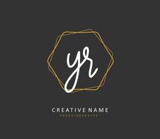 YR Initial letter handwriting and  signature logo. A concept handwriting initial logo with template element. vector