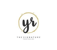 YR Initial letter handwriting and  signature logo. A concept handwriting initial logo with template element. vector