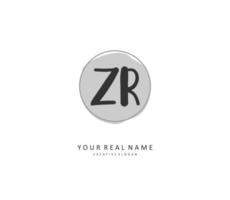 ZR Initial letter handwriting and  signature logo. A concept handwriting initial logo with template element. vector