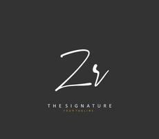 ZR Initial letter handwriting and  signature logo. A concept handwriting initial logo with template element. vector