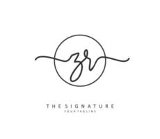 ZR Initial letter handwriting and  signature logo. A concept handwriting initial logo with template element. vector