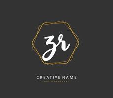 ZR Initial letter handwriting and  signature logo. A concept handwriting initial logo with template element. vector