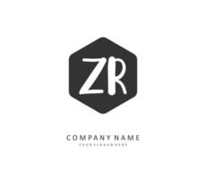 ZR Initial letter handwriting and  signature logo. A concept handwriting initial logo with template element. vector