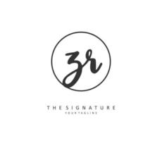 ZR Initial letter handwriting and  signature logo. A concept handwriting initial logo with template element. vector