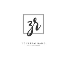 ZR Initial letter handwriting and  signature logo. A concept handwriting initial logo with template element. vector