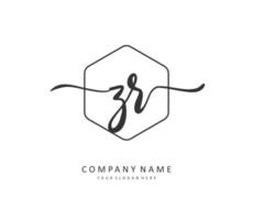 ZR Initial letter handwriting and  signature logo. A concept handwriting initial logo with template element. vector