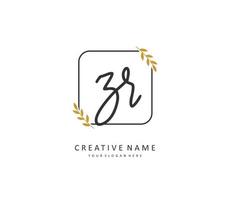 ZR Initial letter handwriting and  signature logo. A concept handwriting initial logo with template element. vector