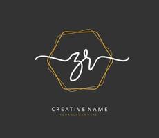 ZR Initial letter handwriting and  signature logo. A concept handwriting initial logo with template element. vector