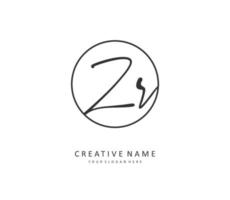 ZR Initial letter handwriting and  signature logo. A concept handwriting initial logo with template element. vector