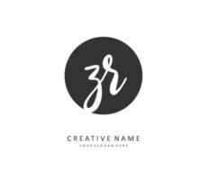 ZR Initial letter handwriting and  signature logo. A concept handwriting initial logo with template element. vector
