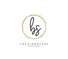 B S BS Initial letter handwriting and  signature logo. A concept handwriting initial logo with template element. vector