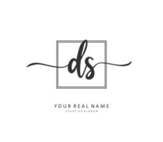 D S DS Initial letter handwriting and  signature logo. A concept handwriting initial logo with template element. vector