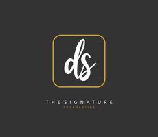 D S DS Initial letter handwriting and  signature logo. A concept handwriting initial logo with template element. vector