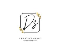 D S DS Initial letter handwriting and  signature logo. A concept handwriting initial logo with template element. vector