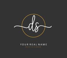 D S DS Initial letter handwriting and  signature logo. A concept handwriting initial logo with template element. vector