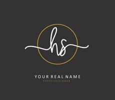 H S HS Initial letter handwriting and  signature logo. A concept handwriting initial logo with template element. vector