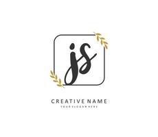 J S JS Initial letter handwriting and  signature logo. A concept handwriting initial logo with template element. vector