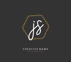 J S JS Initial letter handwriting and  signature logo. A concept handwriting initial logo with template element. vector