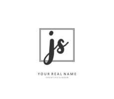 J S JS Initial letter handwriting and  signature logo. A concept handwriting initial logo with template element. vector