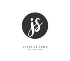 J S JS Initial letter handwriting and  signature logo. A concept handwriting initial logo with template element. vector