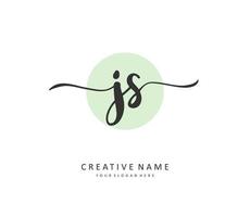 J S JS Initial letter handwriting and  signature logo. A concept handwriting initial logo with template element. vector