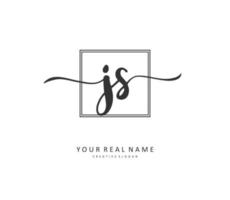 J S JS Initial letter handwriting and  signature logo. A concept handwriting initial logo with template element. vector