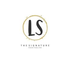 L S LS Initial letter handwriting and  signature logo. A concept handwriting initial logo with template element. vector