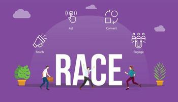 race business model concept with big word text and people with related icon vector