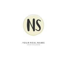 N S NS Initial letter handwriting and  signature logo. A concept handwriting initial logo with template element. vector