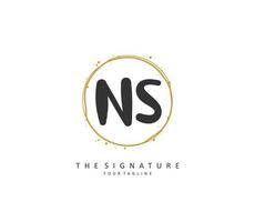 N S NS Initial letter handwriting and  signature logo. A concept handwriting initial logo with template element. vector