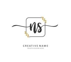 N S NS Initial letter handwriting and  signature logo. A concept handwriting initial logo with template element. vector